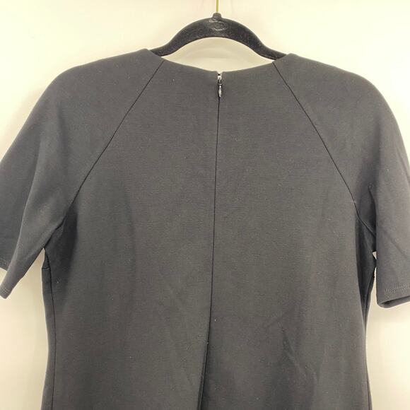 Chicos Dress Black Dress Lace Up Front Zip Up Back Midi Short Sleeve Womens 6 - Picture 5 of 10